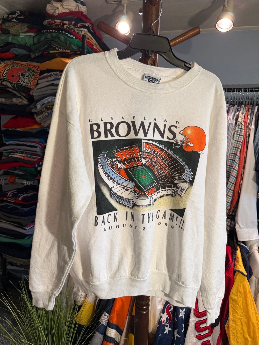 Cleveland Browns White Vintage Crewneck Sweatshirt